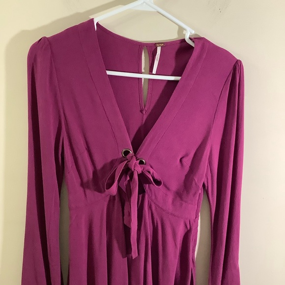 Free People Tie-Front Cutout Mini Dress Junior Size 0 - Picture 2 of 9